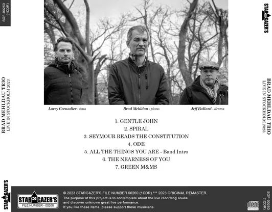 BRAD MEHLDAU TRIO / LIVE IN STOCKHOLM 2023 (1CDR)
