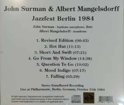 John Surman & Albert Mangelsdorff / Jazzfest Berlin 1984 STEREO SOUNDBOARD (1CDR)