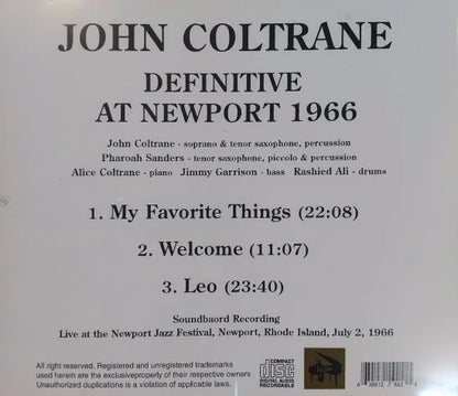 JOHN COLTRANE / DEFINITIVE AT NEWPORT 1966 SOUNDBOARD (1CDR)