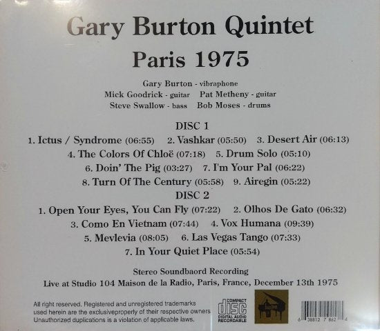 Gary Burton Quintet / Paris 1975 (2CD)