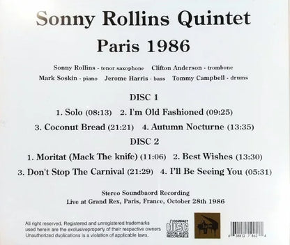 Sonny Rollins Quintet / Paris 1986 STEREO SOUNDBOARD (2CDR)
