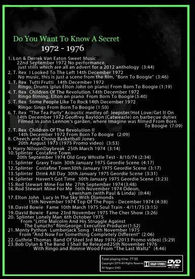 THE BEATLES / DO YOU WANT TO KNOW A SECRET Vol.4 1972 -1976 (1DVDR)