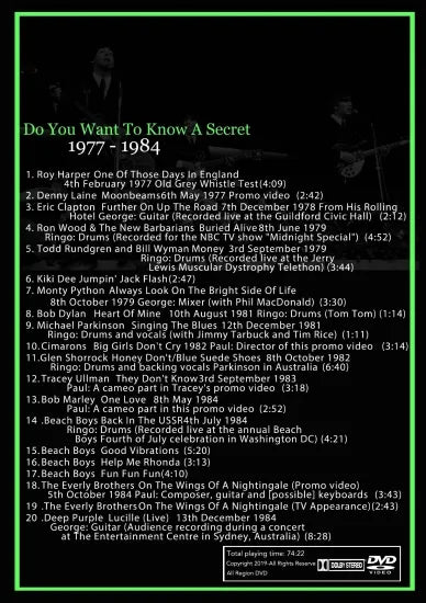 THE BEATLES / DO YOU WANT TO KNOW A SECRET Vol.5 1977 -1984 (1DVDR)