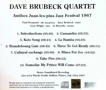 DAVE BRUBECK QUARTET / Antibes Juan-les-pins Jazz Festival 1967 STEREO SOUNDBOARD (1CDR)