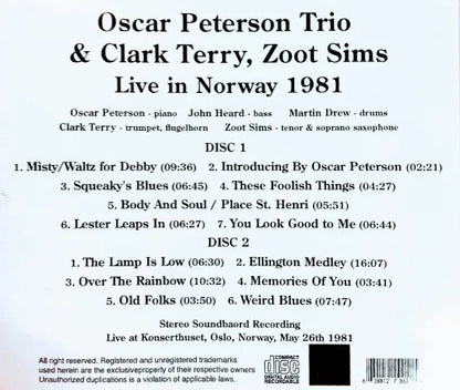 Oscar Peterson Trio & Clark Terry, Zoot Sims / Live in Norway 1981 STEREO SOUNDBOARD (2CDR)