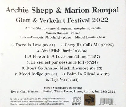 ARCHIE SHEPP & MARION RAMPAL / GLATT & VERKEHRT FESTIVAL 2022 STEREO SOUNDBOARD (1CDR)