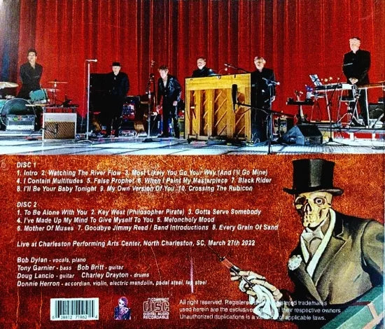BOB DYLAN / CHARLESTON PERFORMING ARTS CENTER NORTH CHARLESTON MARCH 27TH 2022 (2CDR)