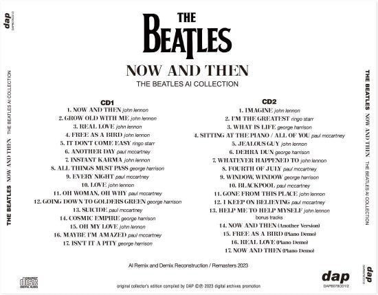 THE BEATLES / NOW AND THEN THE BEATLES AI COLLECTION 2023 (2CD)