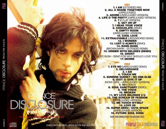 PRINCE / DISCLOSURE FROM THE VAULTS RARE AND UNRELEASED COLLECTION (2CD)