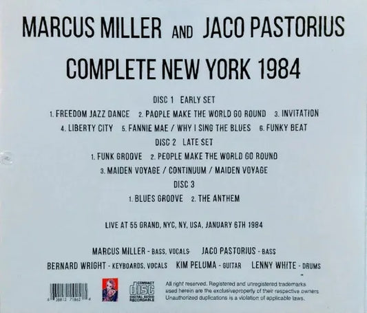 MARCUS MILLER & JACO PASTORIUS / Complete New York 1984 (3CDR)