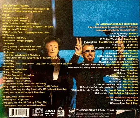 THE BEATLES / The Night That Changed America A Grammy Salute 2014 PROSHOT 123min/ SOUNDBOAD (1DVDR＋1CDR)