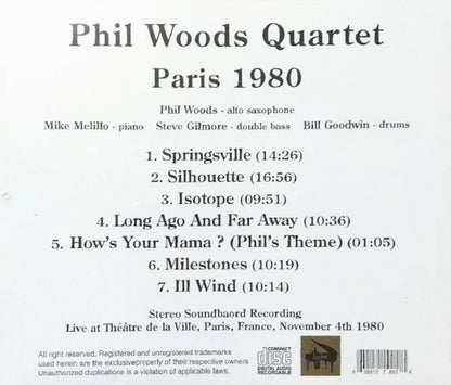 PHIL WOODS QUARTET / París 1980 ESTÉREO SOUNDBOARD (1 CDR)