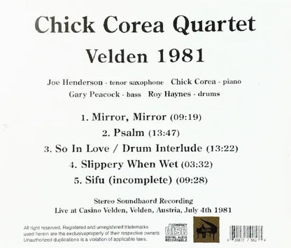 Chick Corea Quartet / Velden 1981 STEREO SOUNDBOARD (1CDR)