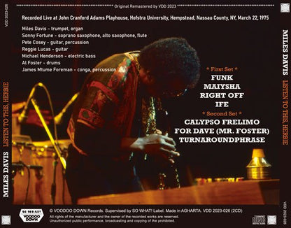 MILES DAVIS / LISTEN TO THIS, HERBIE LIVE AT THE PLAYHOUSE 1975 (2CD)