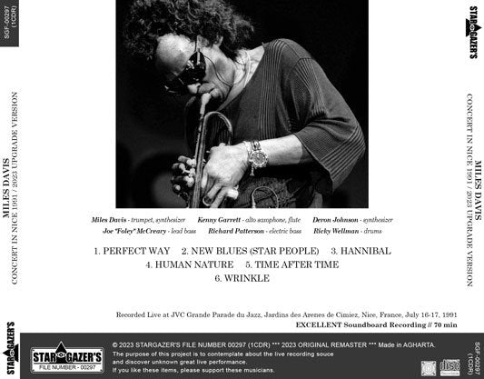 MILES DAVIS / CONCERT IN NICE 1991 FIRST DAY 2023 UPGRADE VERSION (1CDR)