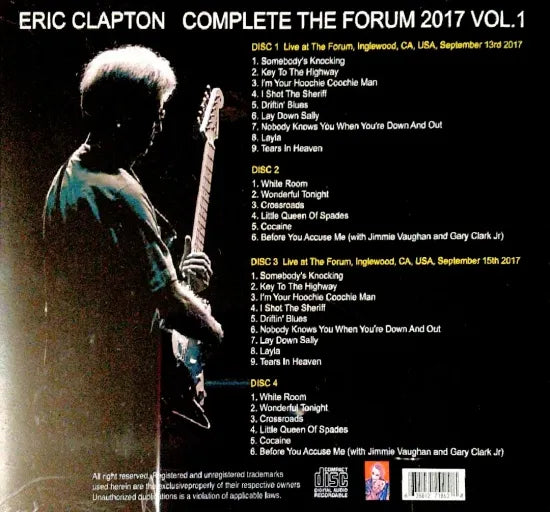 ERIC CLAPTON / COMPLETE THE FORUM 2017 SEP 13 15 16 18 (8CDR)