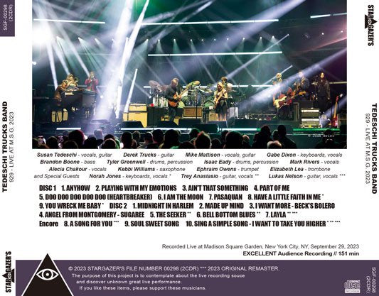 TEDESCHI TRUCKS BAND / 929 LIVE AT M.S.G. 2023 (2CDR)