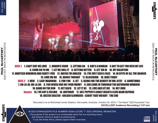PAUL McCARTNEY / 2023 GOT BACK IN NEWCASTLE (2CDR)
