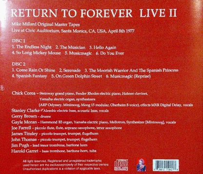 RETURN TO FOREVER / LIVE II (2CDR)