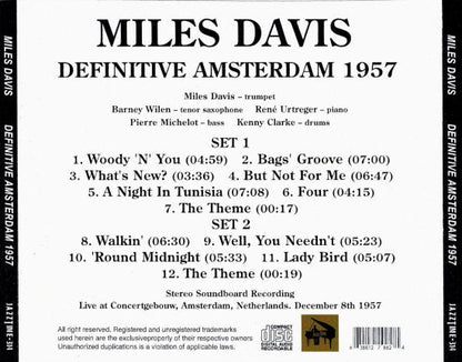 MILES DAVIS / DEFINITIVE AMSTERDAM 1957 (1CDR)