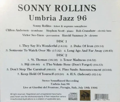 SONNY ROLLINS / Umbria Jazz 96 STEREO SOUNDBOARD (2CDR)