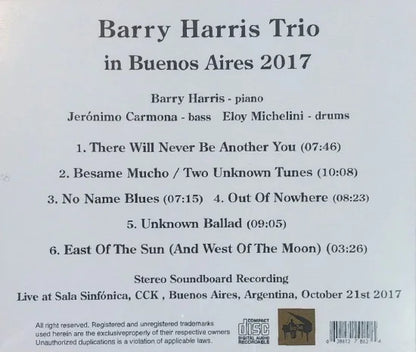 Barry Harris Trio / in Buenos Aires 2017 STEREO SOUNDBOARD (1CDR)