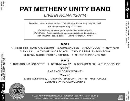 PAT METHENY UNITY BAND / LIVE IN ROMA 120714 (2CDR)