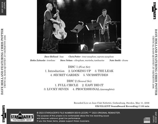 DAVE HOLLAND FEATURING CHRIS POTTER / CRITICAL MASS QUINTET AT NEFERTITI 2006 (2CDR)