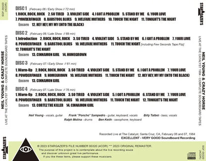 NEIL YOUNG & CRAZY HORSE / LIVE AT THE CATALYST 1984 COMPLETE SOUNDBOARD TAPES (4CDR)