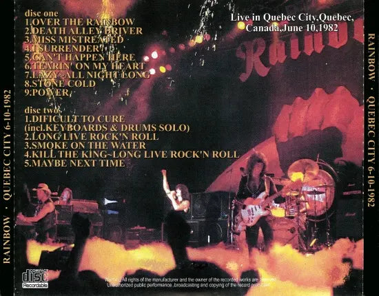 RAINBOW / QUEBEC CITY, CANADA 6-10-1982 (2CDR)