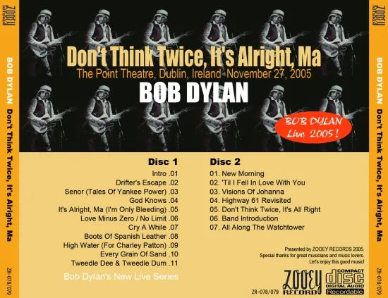 BOB DYLAN / DON'T THINK, IT'S ALRIGHT, MA (2CDR)
