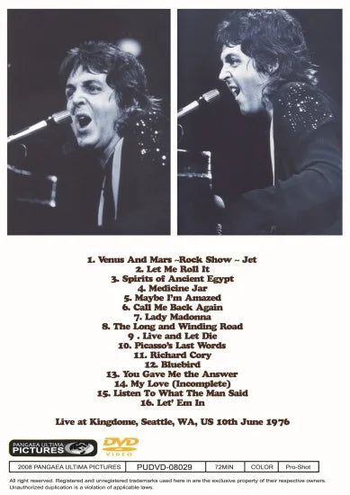 PAUL McCARTNEY / OVER SEATTLE'76 (1DVDR)