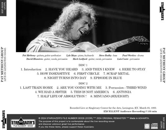 PAT METHENY GROUP / LIVE IN LEXINGTON 950305 (2CDR)