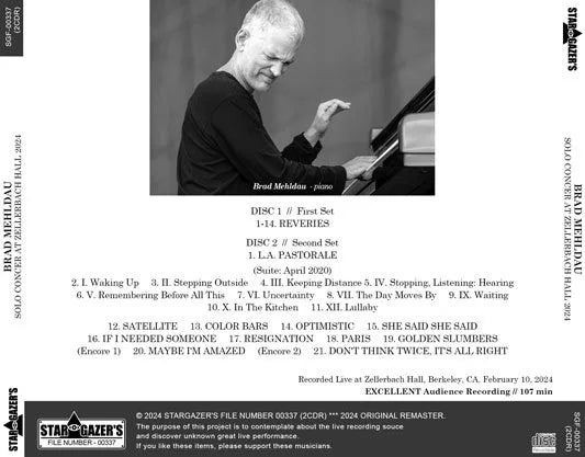 BRAD MEHLDAU / SOLO CONCER AT ZELLERBACH HALL 2024 (2CDR)
