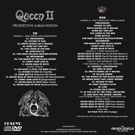 QUEEN / QUEEN II PROSPECTIVE ALBUM EDITION (1CD+1DVD)