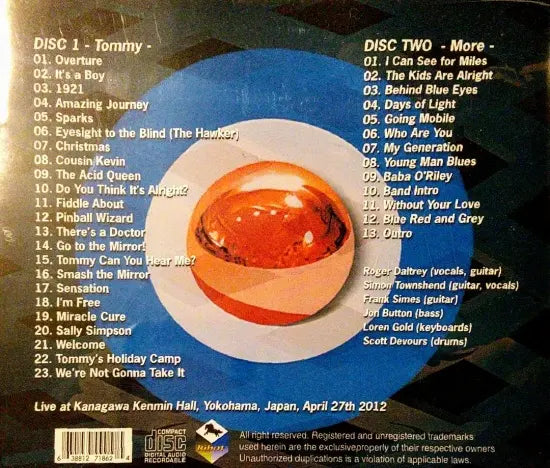 ROGER DALTREY / Performs The Who's Tommy and More in Yokohama (2CDR)