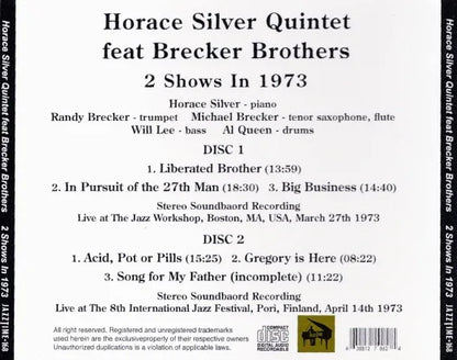 Horace Silver Quintet feat Brecker Brothers / 2 Shows In 1973 STEREO SOUNDBOARD (2CDR)