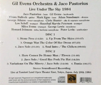 ORQUESTA DE GIL EVANS CON JACO PASTORIUS / Live Under The Sky 1984 CAJA DE SONIDO ESTÉREO (2 CDR + 1 DVDR)