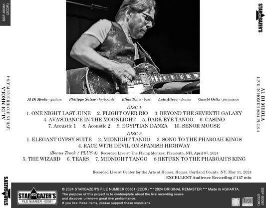 AL DI MEOLA / LIVE IN HOMER 2024 PLUS 4 (2CDR)