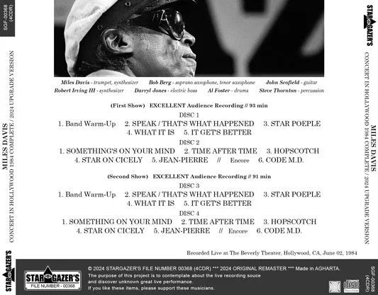 MILES DAVIS / CONCIERTO EN HOLLYWOOD 1984 VERSIÓN COMPLETA DE ACTUALIZACIÓN 2024 (4 CD)