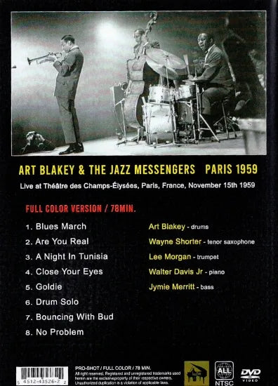 ART BLAKEY &amp; THE JAZZ MESSENGERS / PARÍS 1959 VERSIÓN A TODO COLOR (1 DVDR)