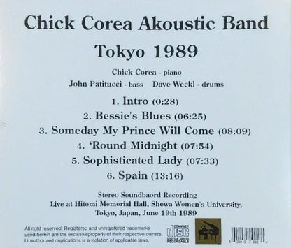 Chick Corea Akoustic Band / Tokio 1989 CAJA DE SONIDO (1 CDR)