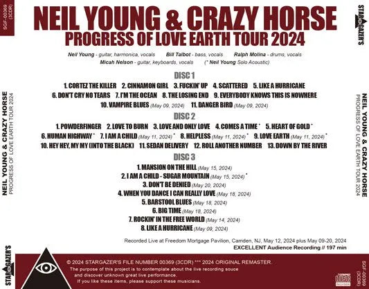 NEIL YOUNG & CRAZY HORSE / PROGRESS OF LOVE EARTH TOUR 2024 (3CDR)
