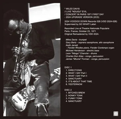 MILES DAVIS / EN DIRECTO "NDUGU" EVIL CONCERT EN PARÍS 1971 ACTUALIZACIÓN DEL PRIMER DÍA 2024 (2 CD)