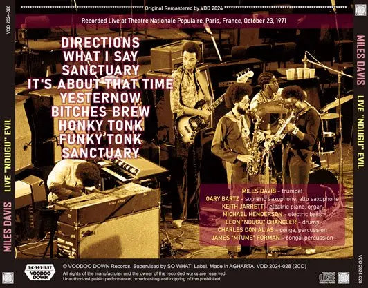 MILES DAVIS / EN DIRECTO "NDUGU" EVIL CONCERT EN PARÍS 1971 ACTUALIZACIÓN DEL PRIMER DÍA 2024 (2 CD)