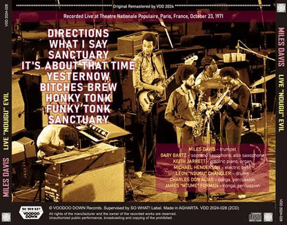 MILES DAVIS / EN DIRECTO "NDUGU" EVIL CONCERT EN PARÍS 1971 ACTUALIZACIÓN DEL PRIMER DÍA 2024 (2 CD)