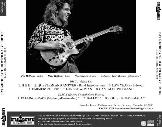 PAT METHENY TRIO CON GARY BURTON / DAL VIVO A BERLINO 901102 (2CDR)