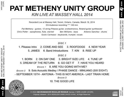 PAT METHENY UNITY GROUP / KIN DAL VIVO ALLA MASSEY HALL 2014 (2CDR)