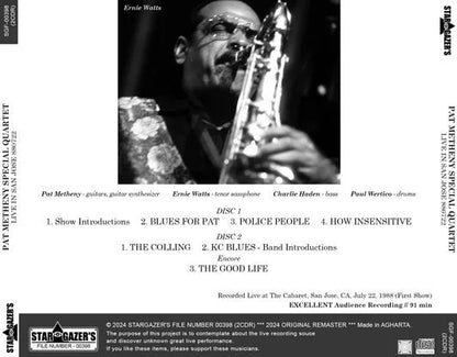PAT METHENY SPECIAL QUARTET / LIVE IN SAN JOSE 880722 (2CDR)