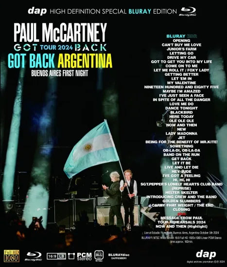 PAUL McCARTNEY / GOT BACK ARGENTINA 2024 BUENOS AIRES PRIMERA NOCHE "EDICIÓN ESPECIAL DE BLURAY" (1BDR)